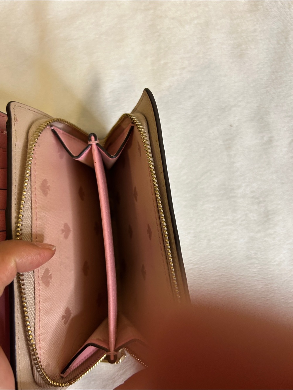 kate spade Blush Taupe Leather Zip-Around Wallet with Gold Spade Logo - Picture 3 of 8
